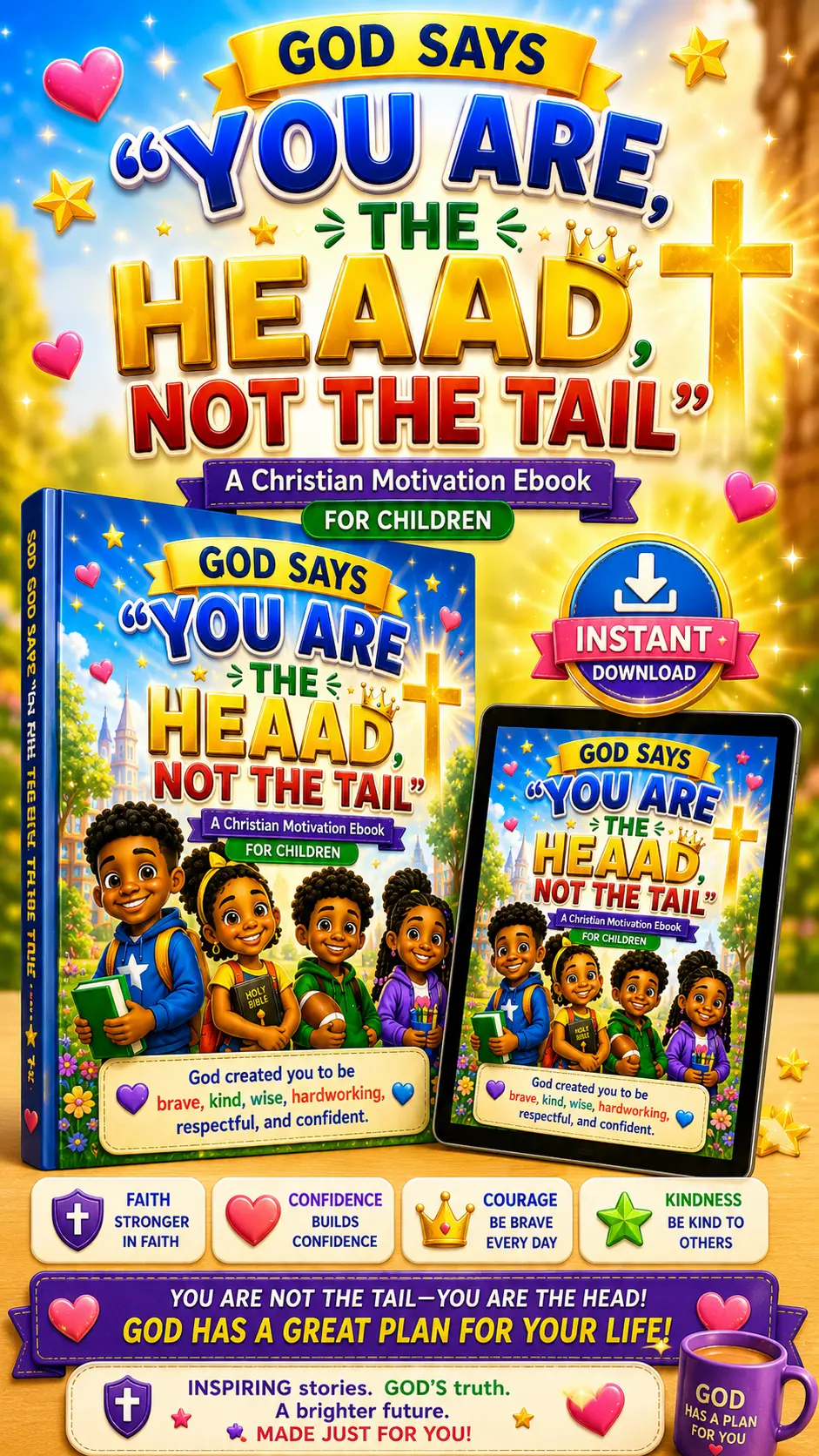 The eBook shown on a tablet and as a printed book with feature highlights